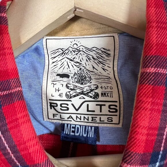 RSVLTS Flannel Shirt Shacket Mens Size Medium Red Plaid Pockets Button Up - Picture 3 of 9